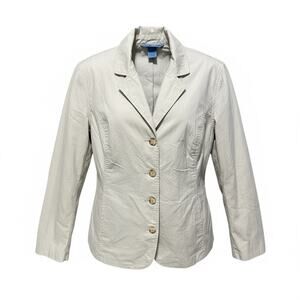 DULUTH Womens Utility Blazer Jacket Sz M Khaki Western Minimalist Classic Preppy